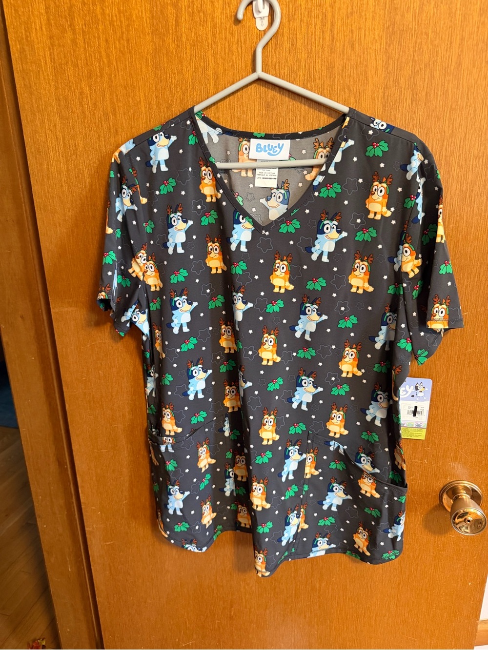 BluCy Black V-Neck Short Sleeve Tunic with Colorful Character Print